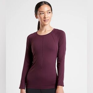 NWOT Athleta Women’s Maroon Foothill Eyelet Cutout Long Sleeve